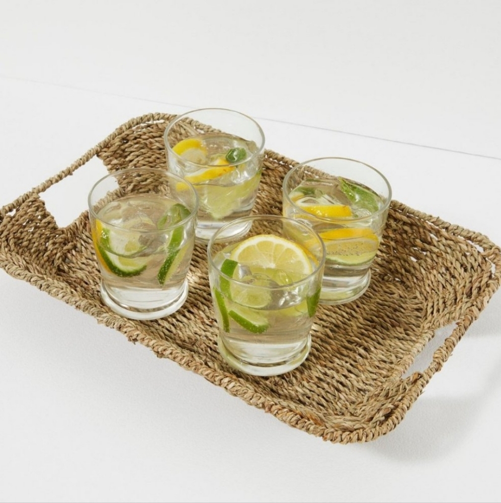 Draper James Woven Seagrass & Iron Basket Trinket Catch Tray All Coastal Beach